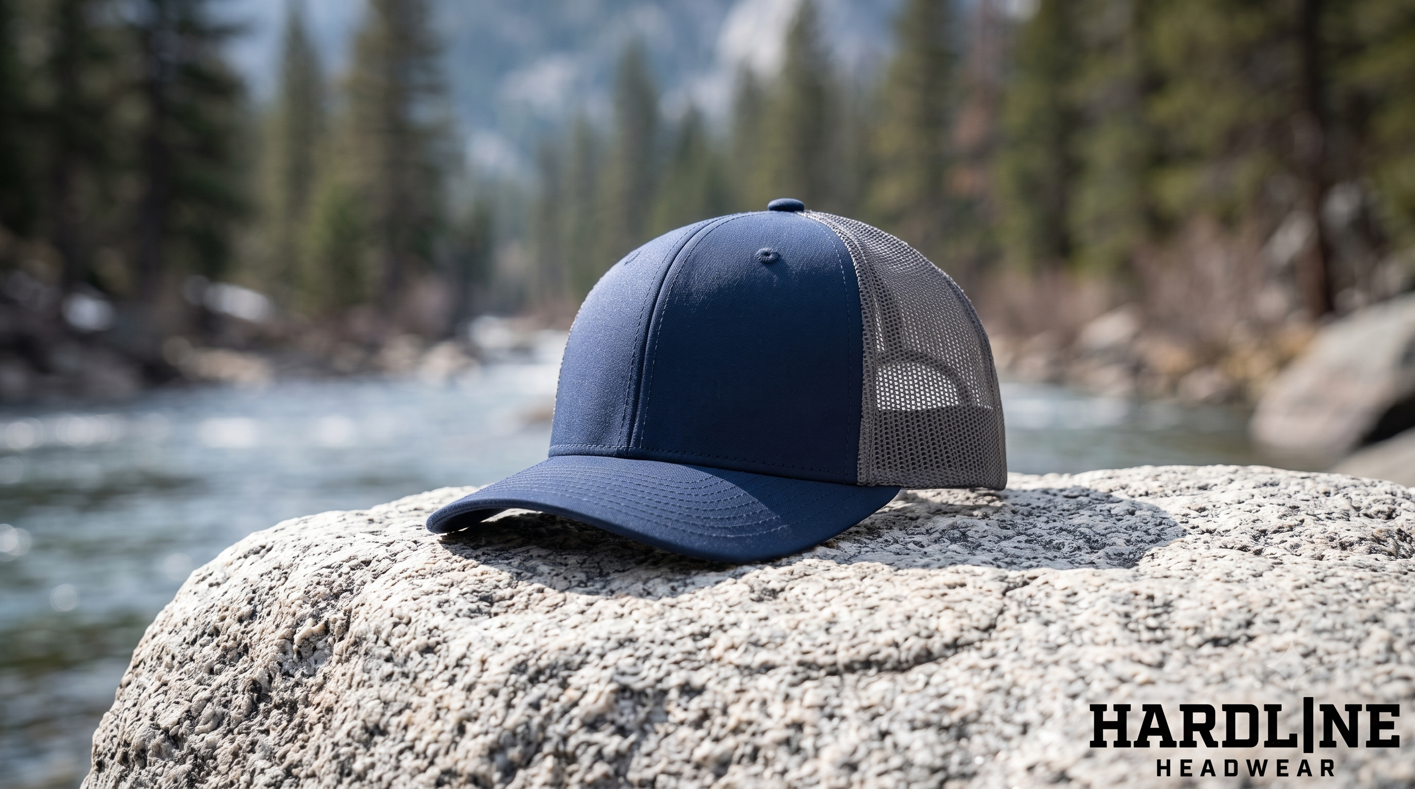 Hardline Headwear Classic 6-Panel Trucker Hat in Navy/Charcoal